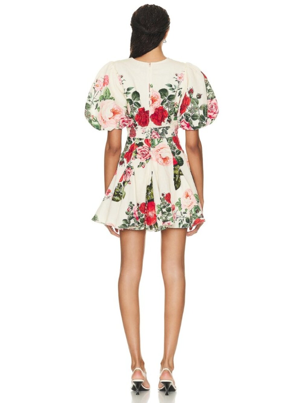 Hemant & Nandita Naaz Floral Skater Mini Dress Cream Red Size Small - Picture 4 of 14